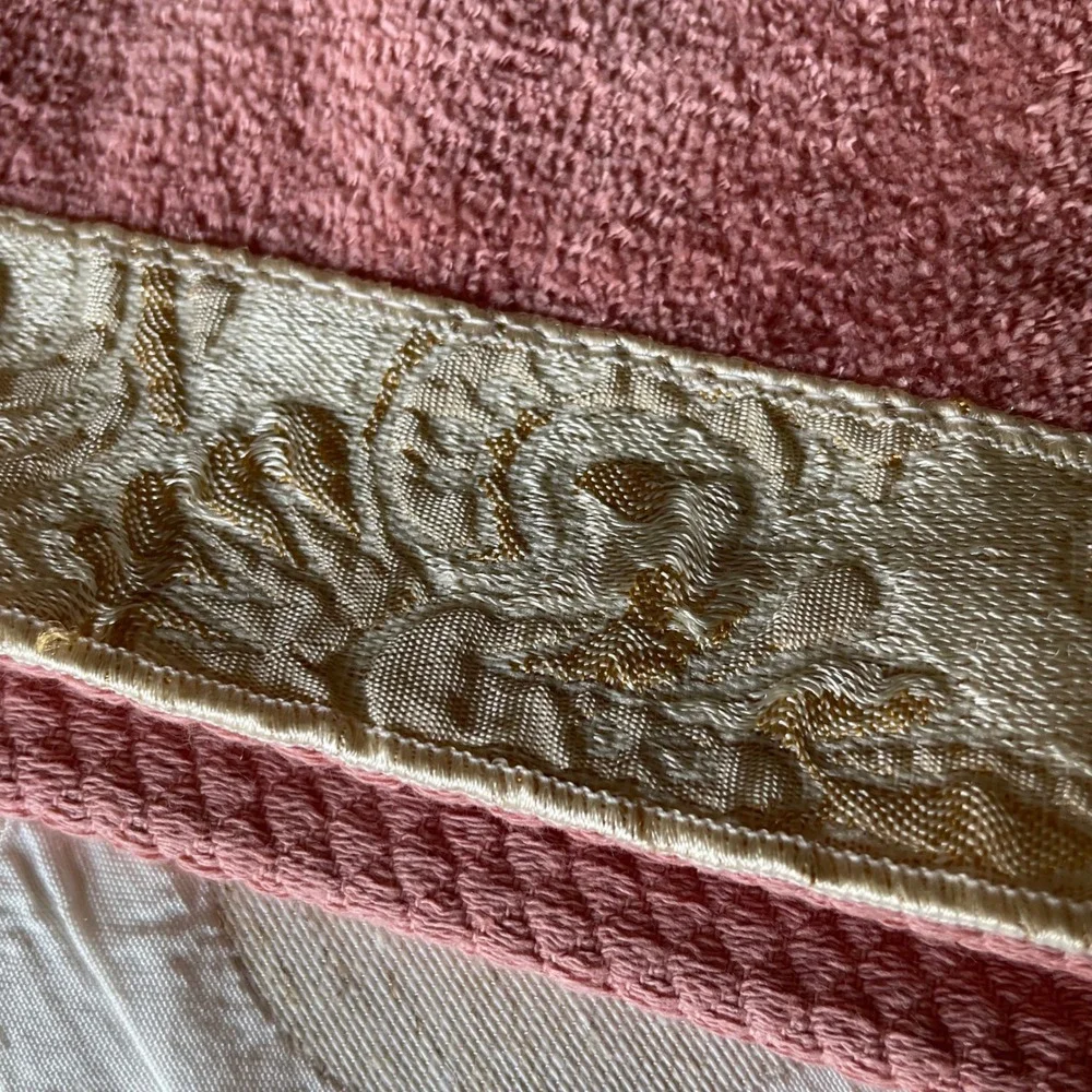 Avanti Linens 4pc Towel Set Dusty Rose Pink Floral Embroidered Cotton USA Made